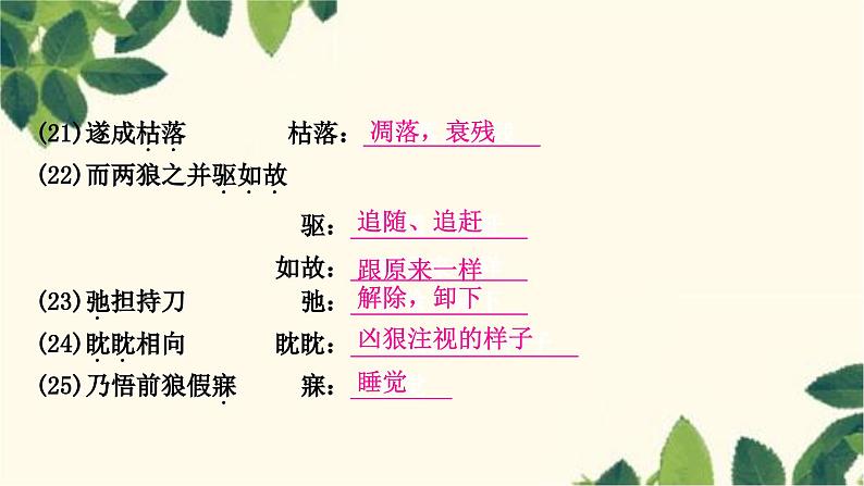 部编版语文七年级上册 8-期末复习专题八　课内文言文阅读 课件06