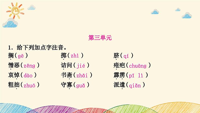 部编版语文七年级下册 1-期末复习专题一　字音、字形 课件07