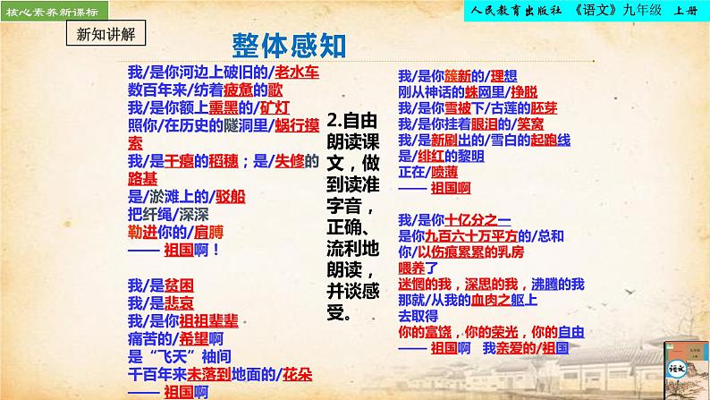 第1课《祖国啊，我亲爱的祖国》课件2022-2023学年统编版语文九年级下册第8页