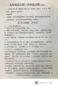 2022年山东省泰安市东平县中考三模语文试题（pdf版，无答案）