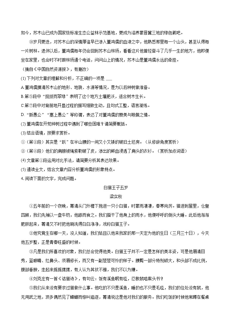 2022-2023学年福建省福州市连江县七年级（上）期末语文试卷（含答案解析）03