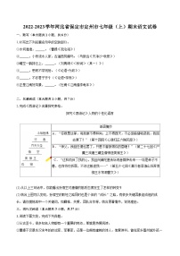 2022-2023学年河北省保定市定州市七年级（上）期末语文试卷（含答案解析）