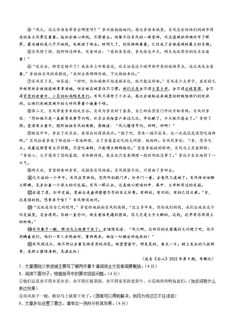 河南省驻马店市确山县2023-2024学年九年级上学期期中语文试题03
