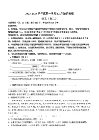 广东省珠海市香洲区珠海市第十中学2023-2024学年八年级上学期12月月考语文试题(无答案)