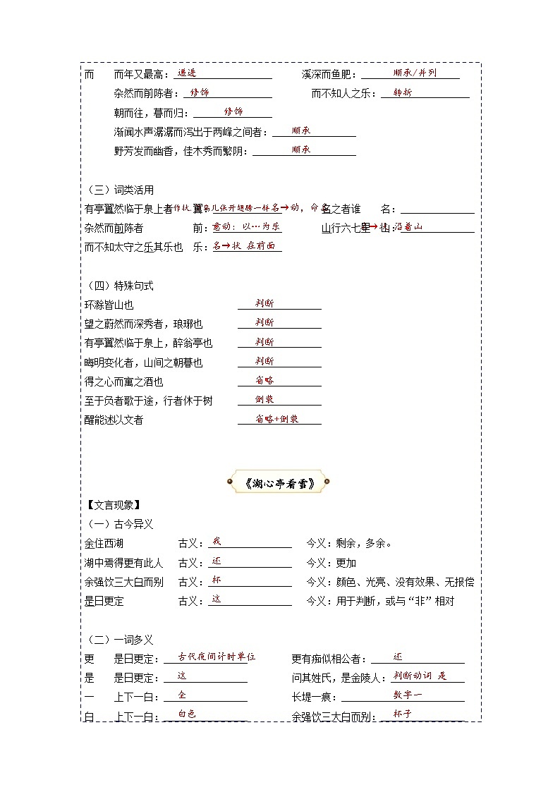 第4讲 文言文《岳阳楼记》《醉翁亭记》《湖心亭看雪》 与对比阅读-2023-2024学年九年级语文上学期专题复习讲义（统编版）03