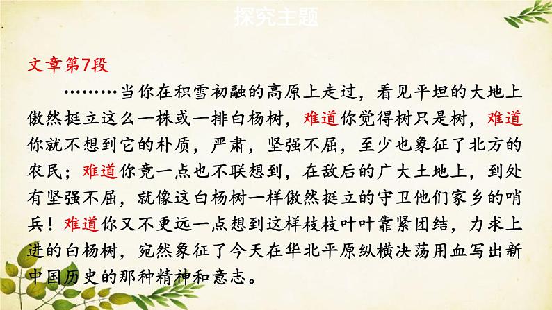 统编版语文八年级上册 15 白杨礼赞【第二课时】课件第5页