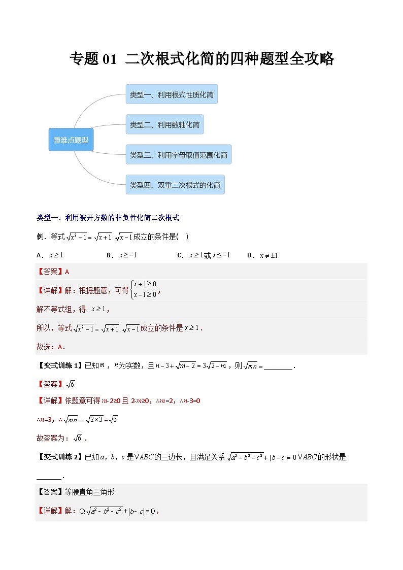 八年级数学上册同步压轴  专题01 二次根式化简的四种题型全攻略（学生版+教师版）1101