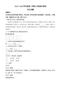 江苏省淮安市涟水县2023-2024学年九年级上学期期中语文试题（解析版）
