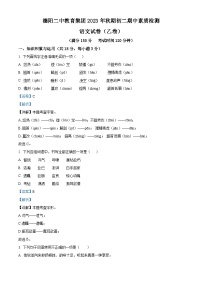 四川省德阳市第二中学校教育集团2023-2024学年八年级上学期期中联考语文试题（乙卷）（解析版）