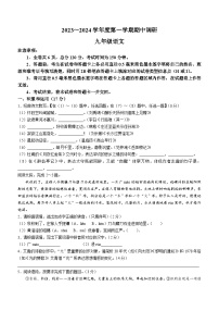 陕西省渭南市渭南初级中学2023-2024学年九年级上学期期中语文试题(无答案)