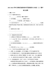 甘肃省武威市凉州区四校联合2023-2024学年七年级上学期期中考试语文试题