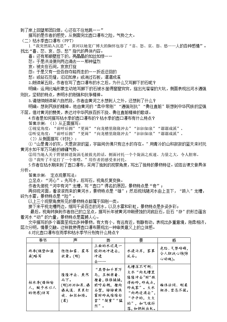 17 【核心素养】部编版初中语文八年级下册17《壶口瀑布》课件+教案+导学案（师生版）+同步测试（含答案）03
