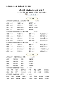 第5讲 基础知识与语言运用 （字音 字形 成语 病句 词语辨析 文学常识 对联 衔接 排序）（原卷版）2023-2024学年九年级语文上学期专题复习 统编版