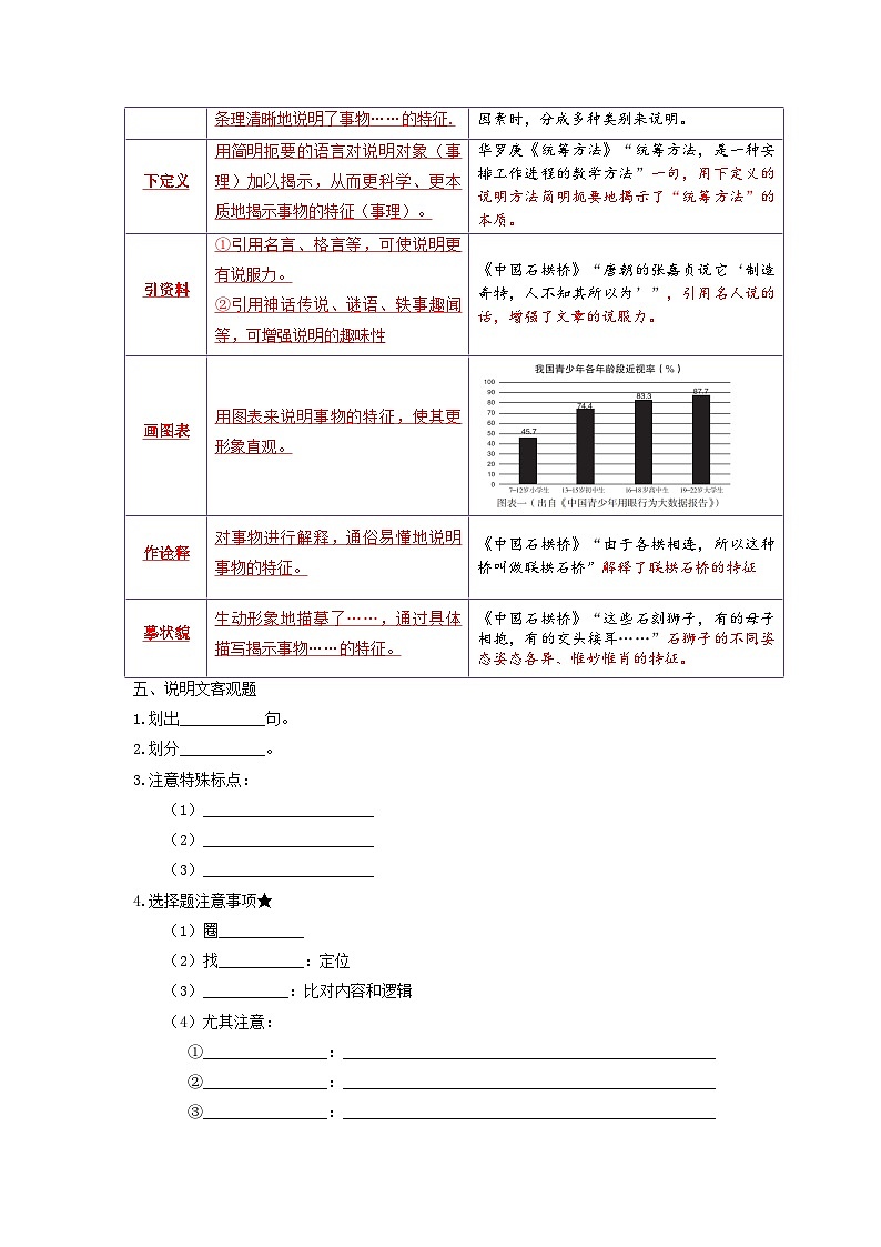 第9讲 说明文（原卷版）2023-2024学年九年级语文上学期专题复习 统编版02