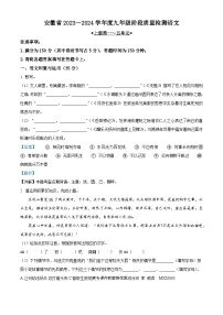 安徽省阜阳市太和县2023-2024学年九年级上学期期中语文试题（解析版）
