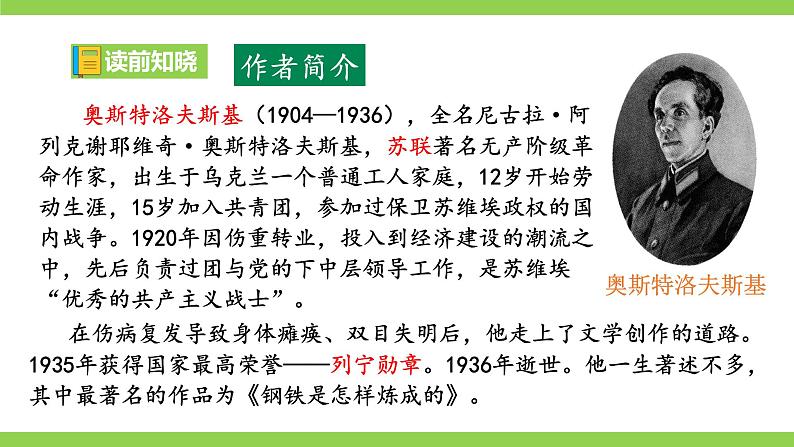 【核心素养】部编版初中语文八下第六单元名著导读《钢铁是怎样炼成的》（课件+教案+测试）06