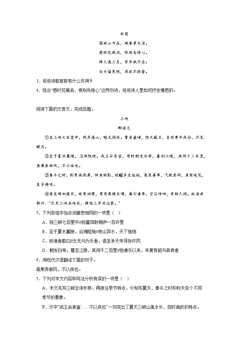 部编版语文八年级上册期末综合练习（三）02