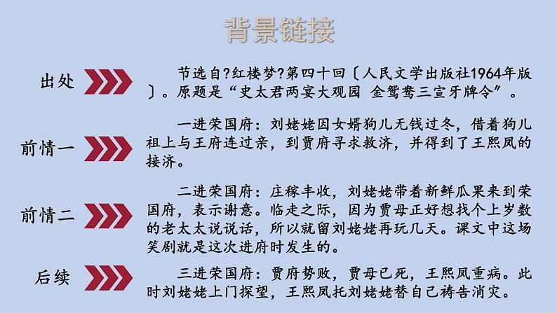 统编版语文九年级上册《刘姥姥进大观园》课件05
