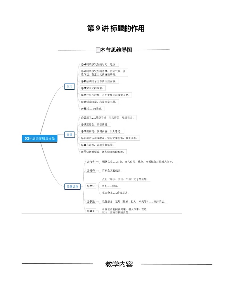 第9讲 阅读理解之标题的作用标题的作用（解析版）-七年级语文上册重点知识讲练（部编版）第1页