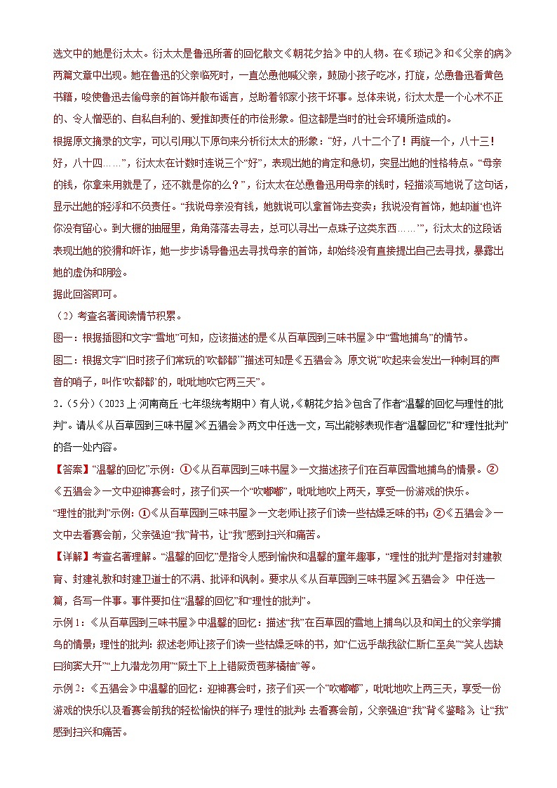 专题08：名著导读-2023-2024学年七年级语文上期期末复习专题限时练（全国通用）（解析版）第2页