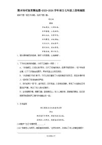 期末诗词鉴赏精选题-2023-2024学年语文七年级上册统编版