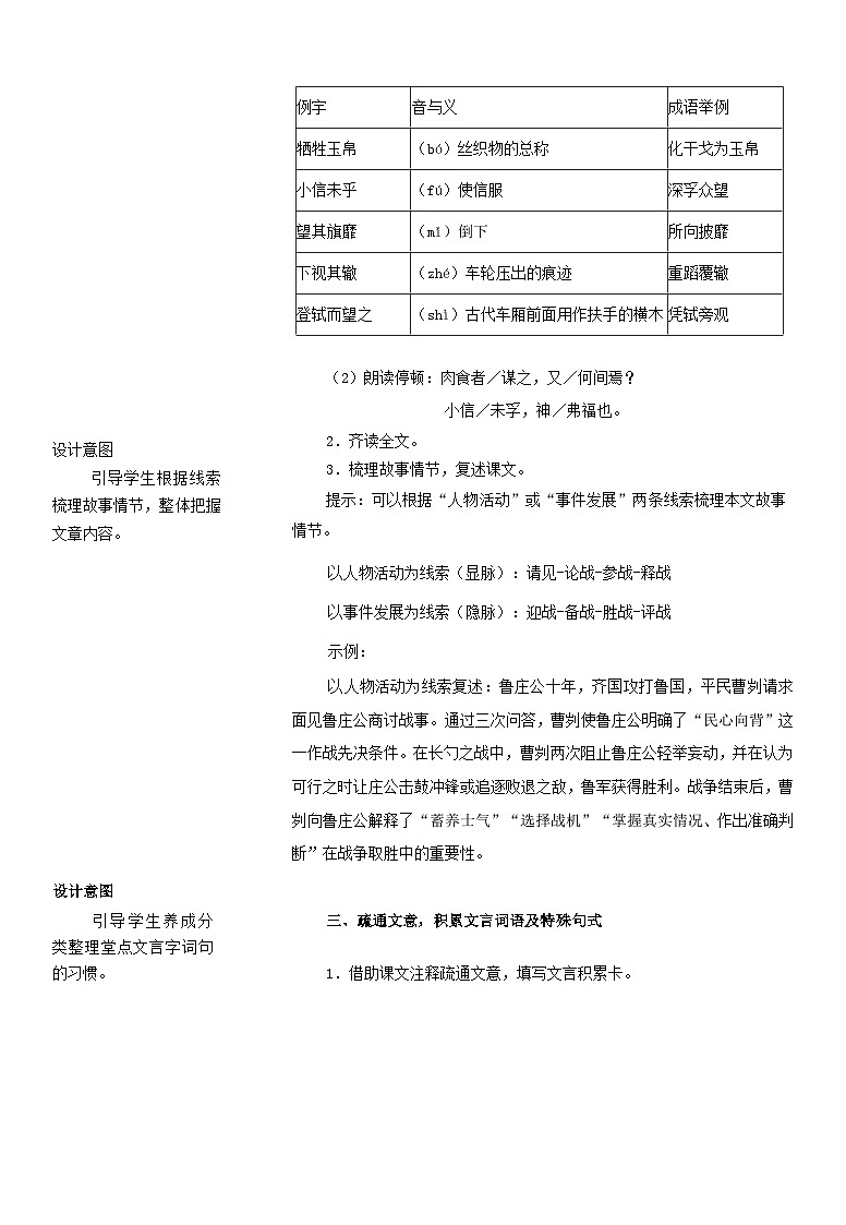 九年级下册《曹刿论战》教学设计第2页