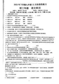 湖南省长沙市雅礼实验中学2023—2024学年九年级上学期第三次月考语文试卷