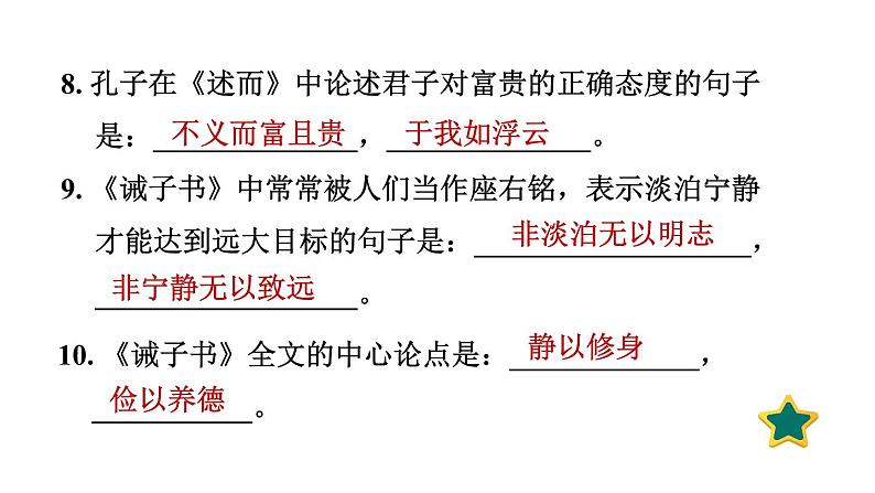 人教版语文七上专题七　古诗文默写与鉴赏（专题测评课件PPT）06