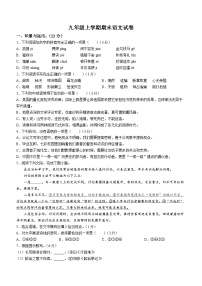 山东省青岛市崂山区育才学校2022-2023学年九年级上学期期末语文试题(无答案)
