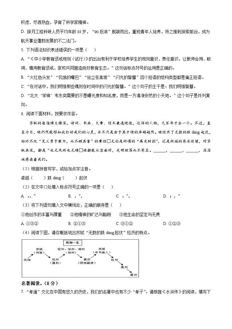 山东省烟台龙口市（五四制）2022-2023学年九年级上学期期末语文试题02