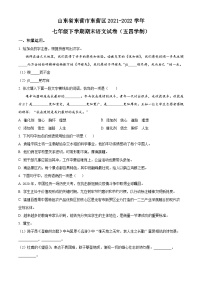 山东省东营市东营区2021-2022学年（五四学制）七年级下学期期末语文试题
