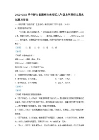 2022-2023学年浙江省湖州市南浔区九年级上学期语文期末试题及答案