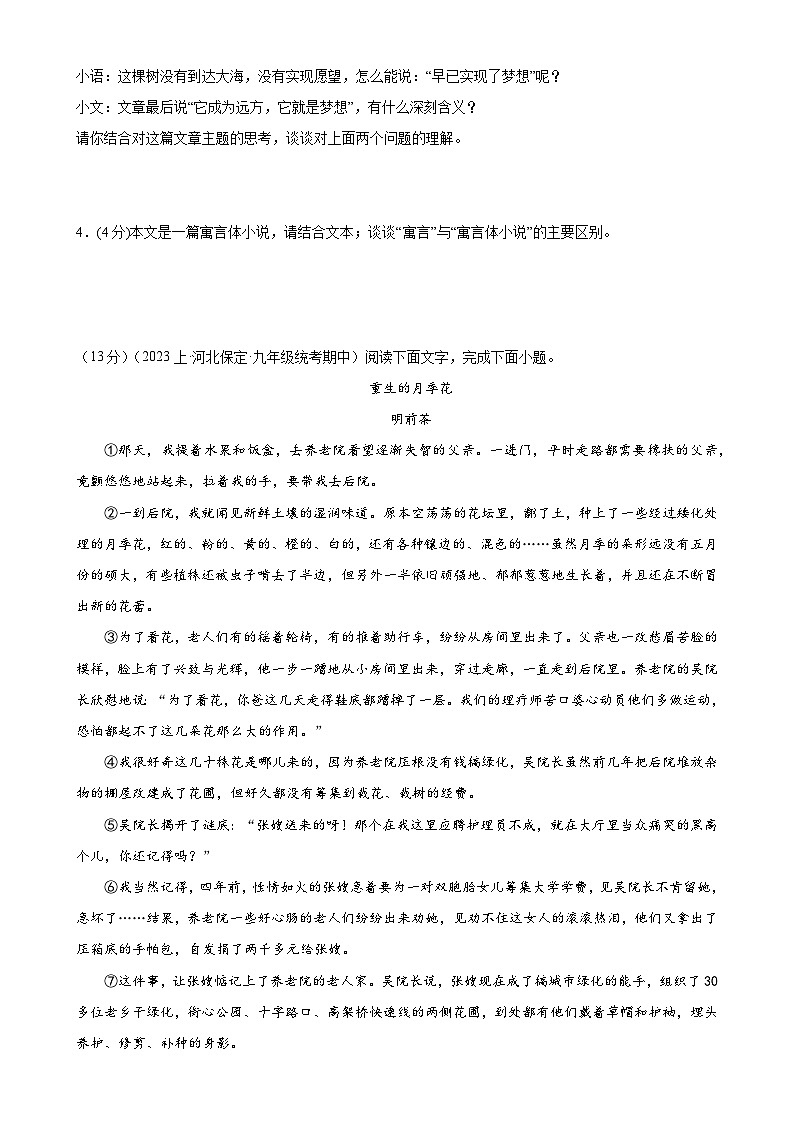 专题10：小说阅读-2023-2024学年九年级语文上期期末复习专题限时练（全国通用）（原卷版）第3页