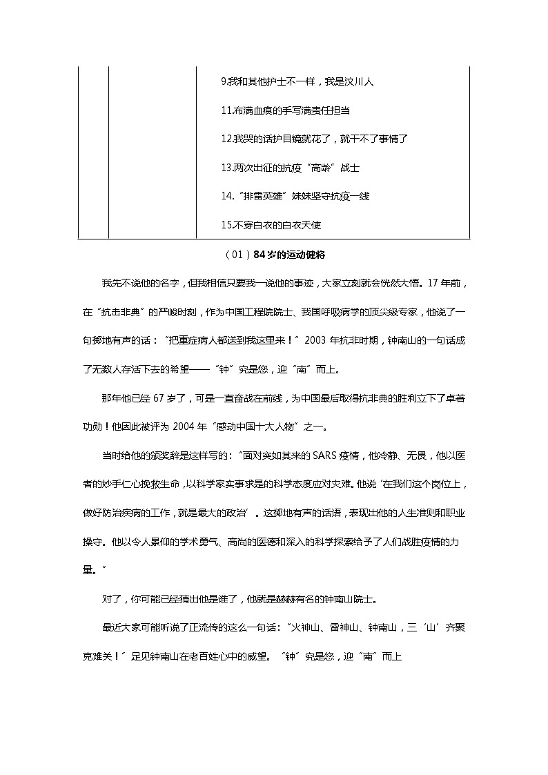 部编版中考九年级下册语文素材作文指导教案+疫情作文素材03