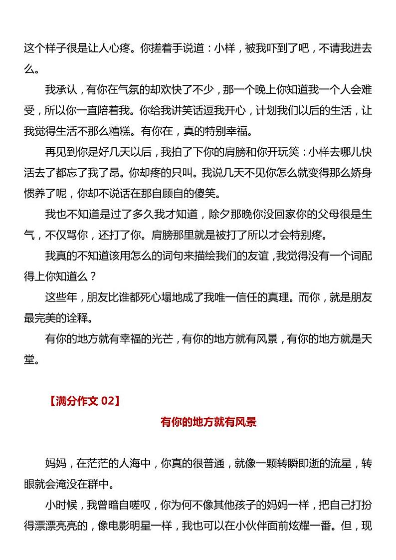部编版中考九年级下册语文素材作文指导教案+中考满分作文：有你的地方就有风景（5篇）第3页