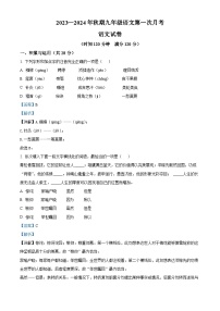 河南省南阳市内乡县湍东镇2023-2024学年九年级上学期第一次月考语文试题（解析版）