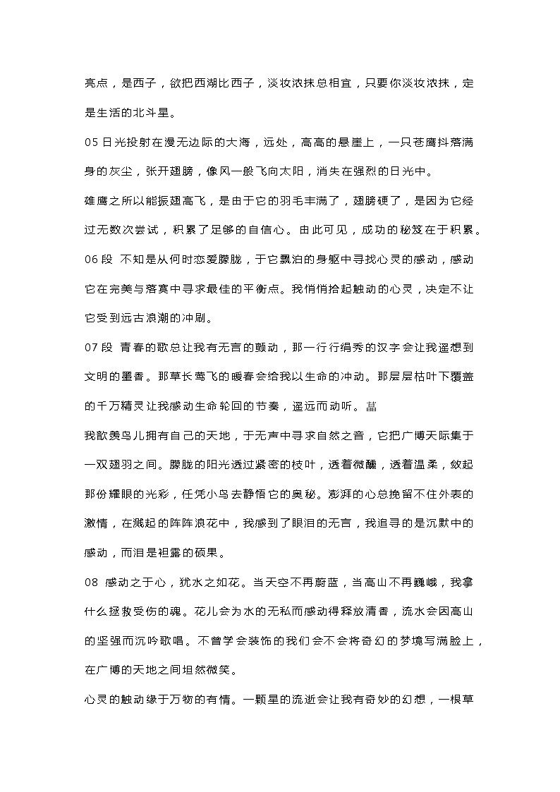 初中语文考试满分作文精彩段落第2页