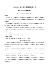 九年级语文期末模拟卷（湖北武汉专用，九年级上册）-2023-2024学年初中上学期期末模拟考试