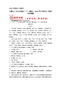 专题19 文言文阅读（三）（原卷版）2024年中考语文二轮复习讲练测（全国通用）