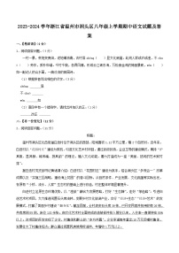 2023-2024学年浙江省温州市洞头区八年级上学期期中语文试题及答案