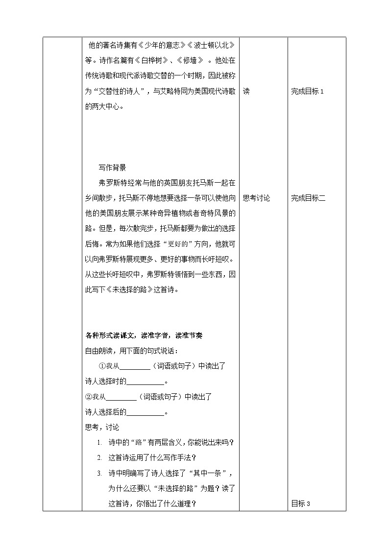 第20课 外国诗二首：《未选择的路》教案第2页