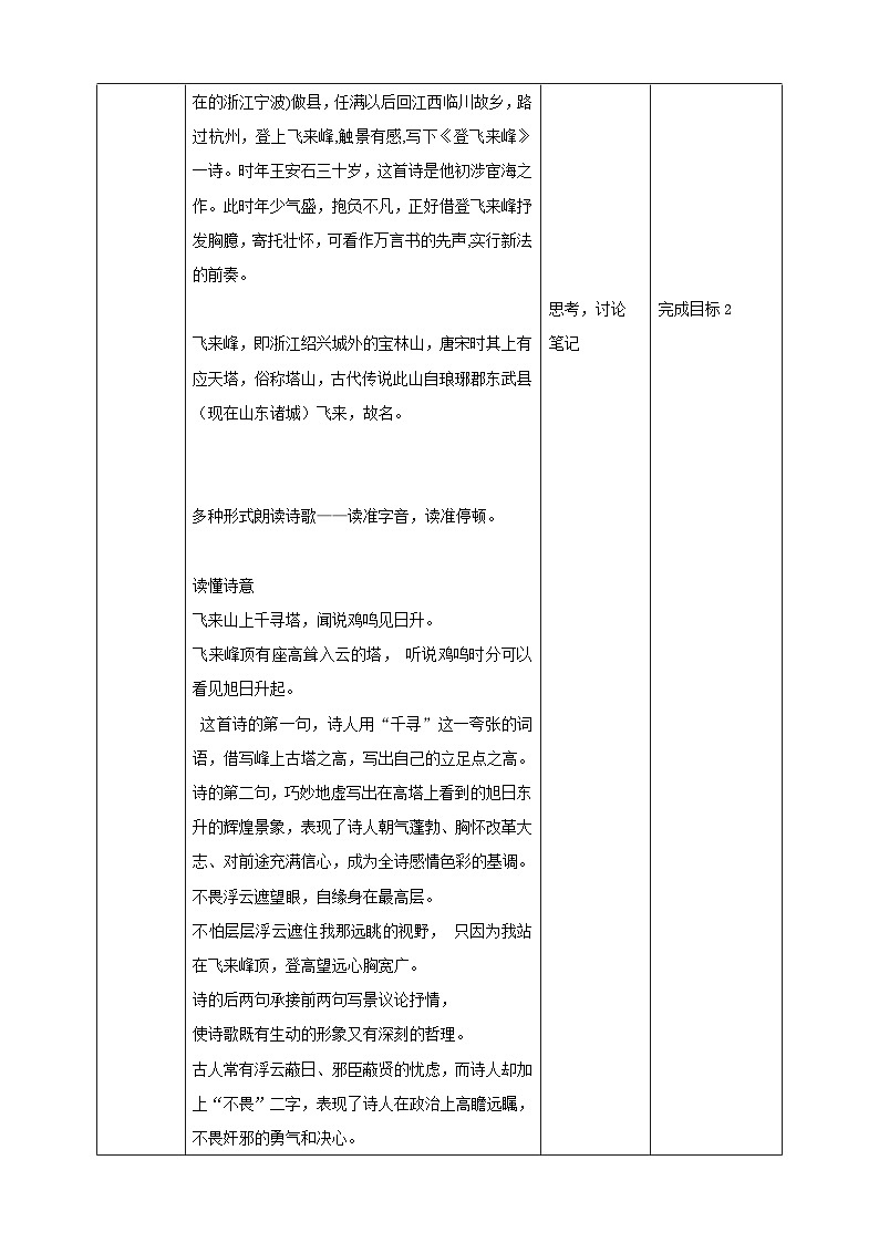 统编版语文七下 第21课 古代诗歌五首：《登飞来峰》教案02
