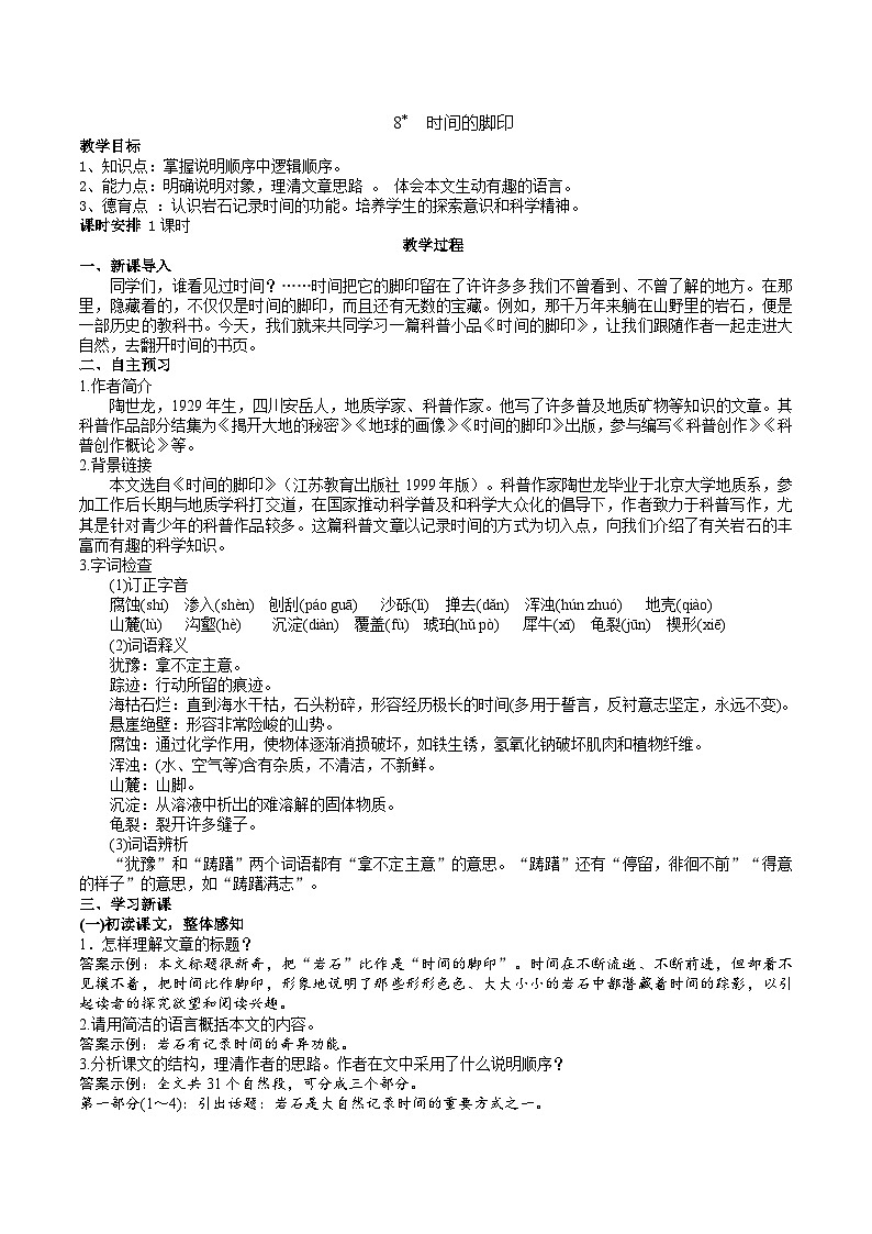《时间的脚印》教学设计第1页