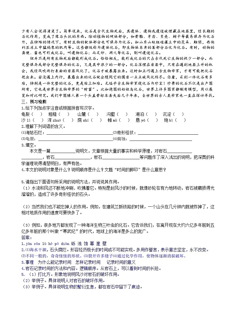 统编版语文八下 《时间的脚印》导学案02