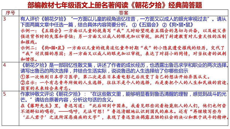 统编版语文七年级上册期末专题复习：《名著阅读》课件05