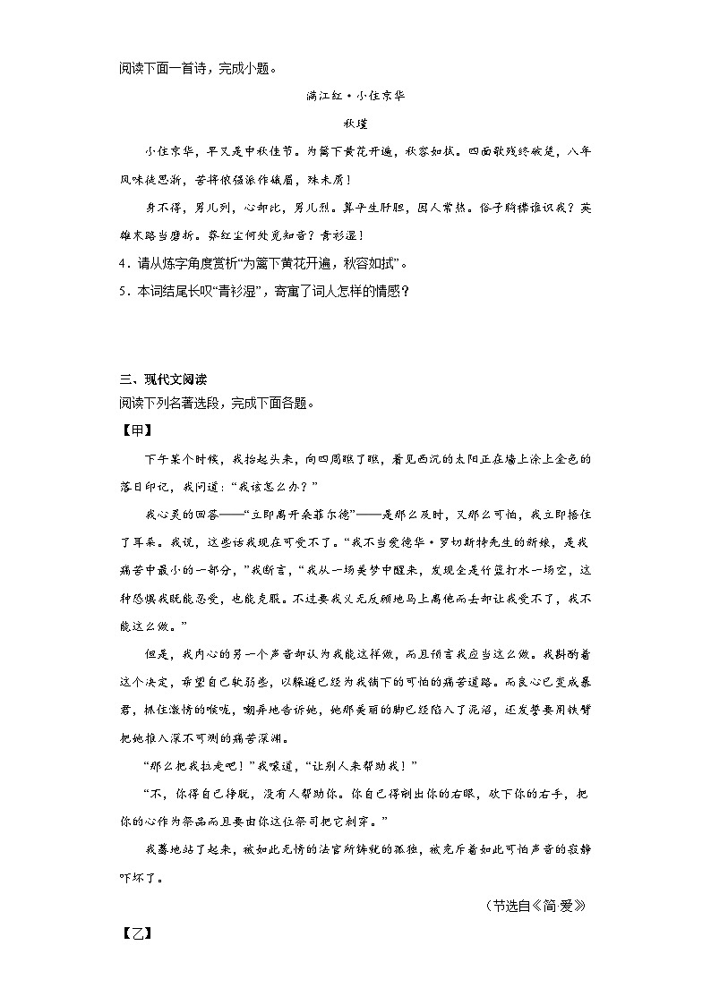 部编版语文九年级下册综合基础练习（三）第2页