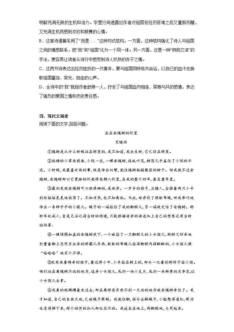 部编版语文九年级下册综合基础练习（十九）第3页