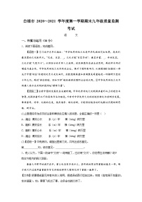 甘肃省白银市2020-2021学年九年级（上）期末语文试题（含解析）