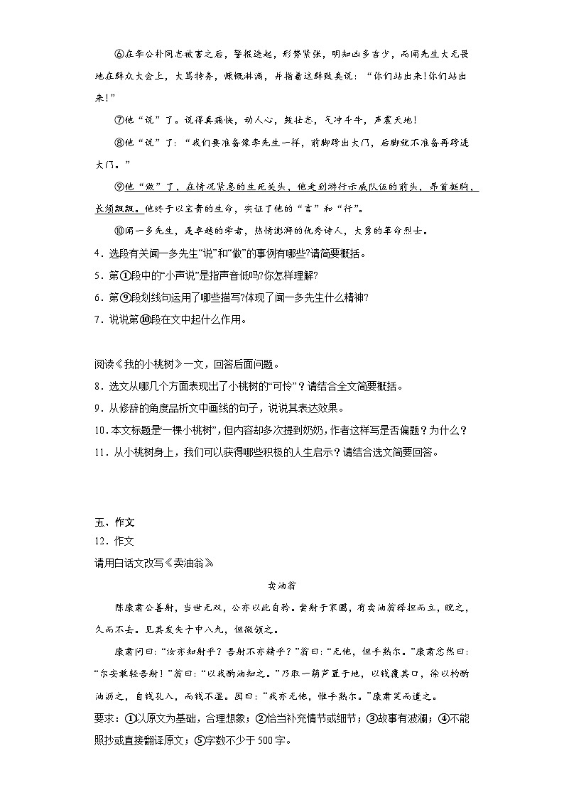 部编版语文七年级下册期末综合练习（十七）第3页
