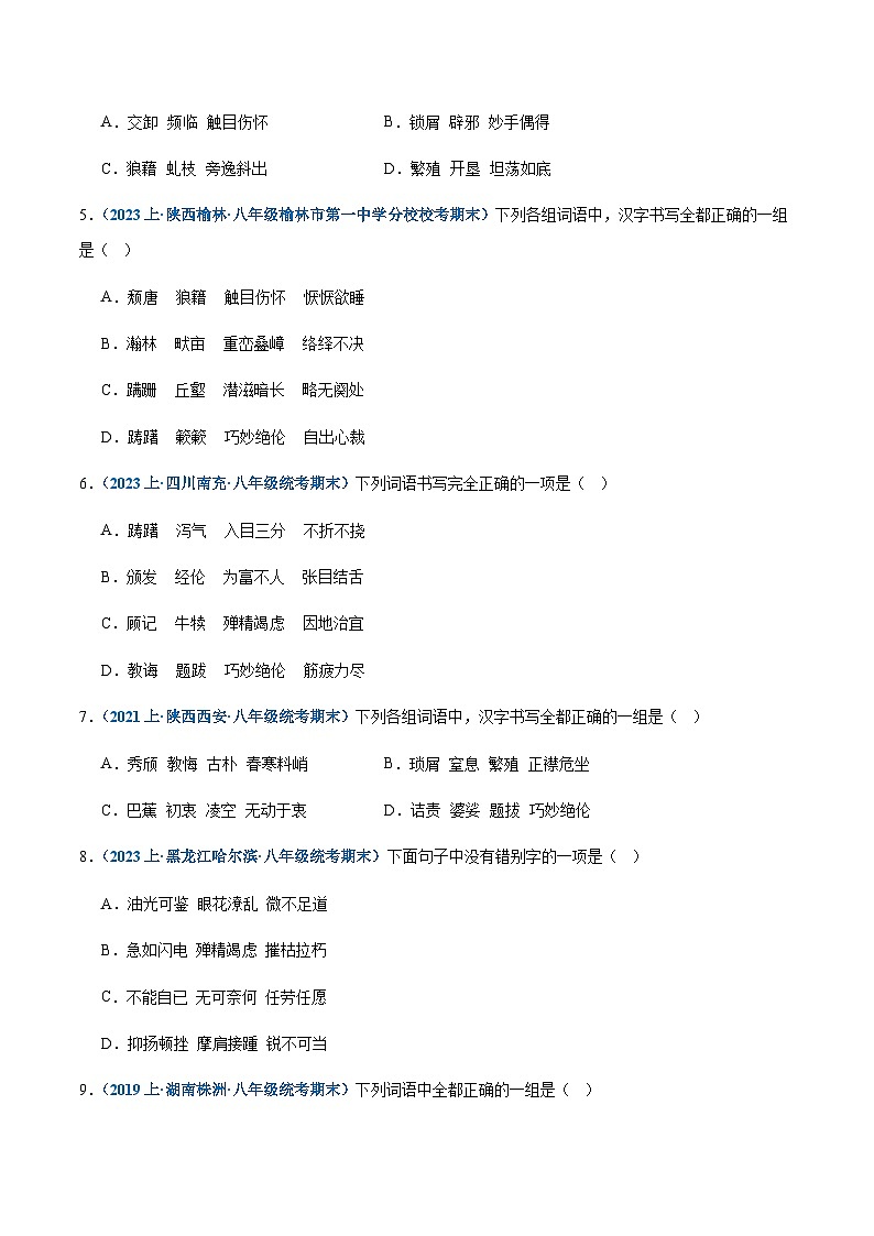 专题02：字形-2023-2024学年八年级上册语文期末专项复习热点题型02